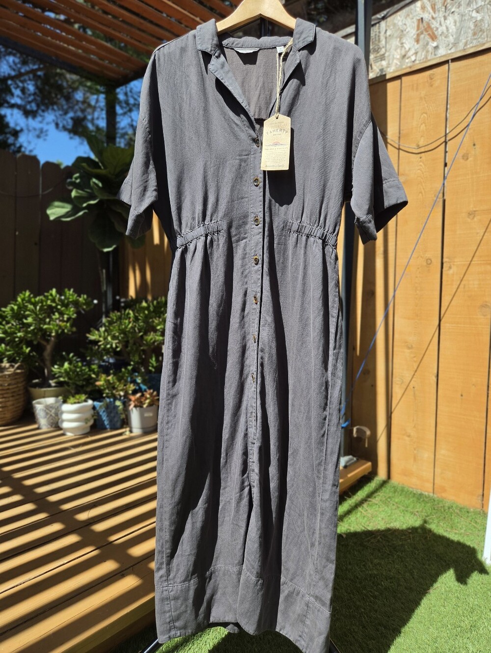 Faherty Topanga Drape ShirtDress- Washed Black NWT